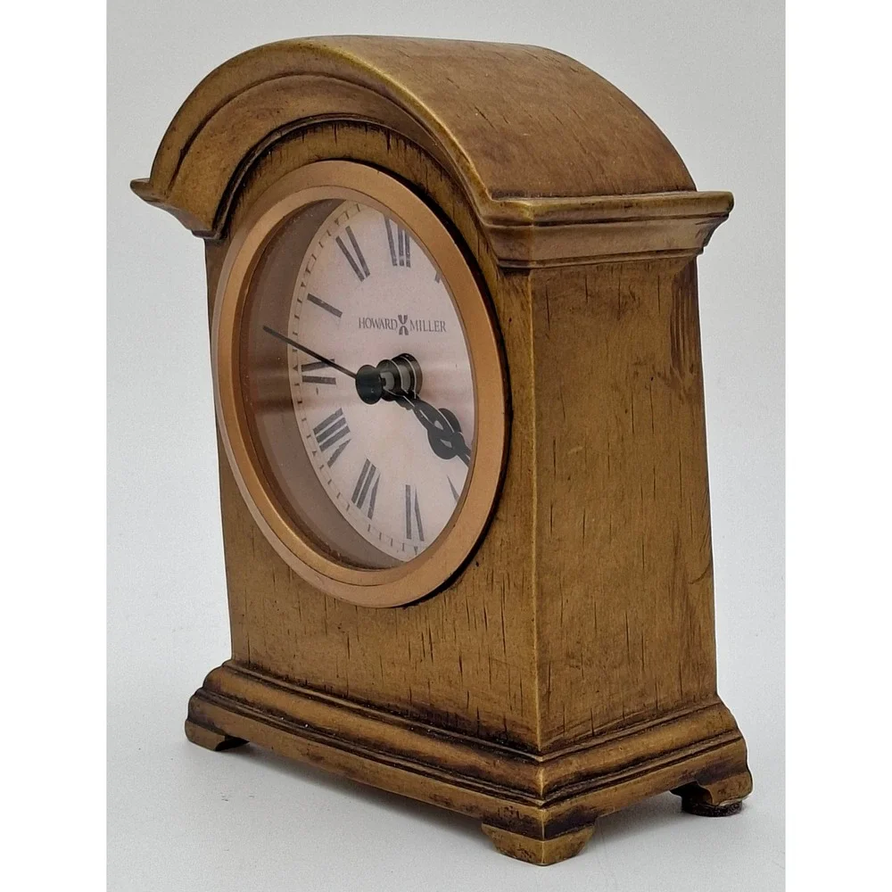 Howard Miller Mantel Clock Roman Numeral Wood Grain Finish Desk Clock C06450